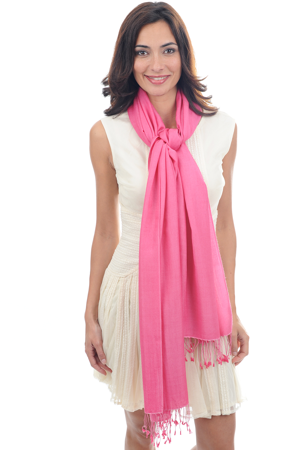 Cashmere & Silk accessories shawls platine shocking pink 201 cm x 71 cm